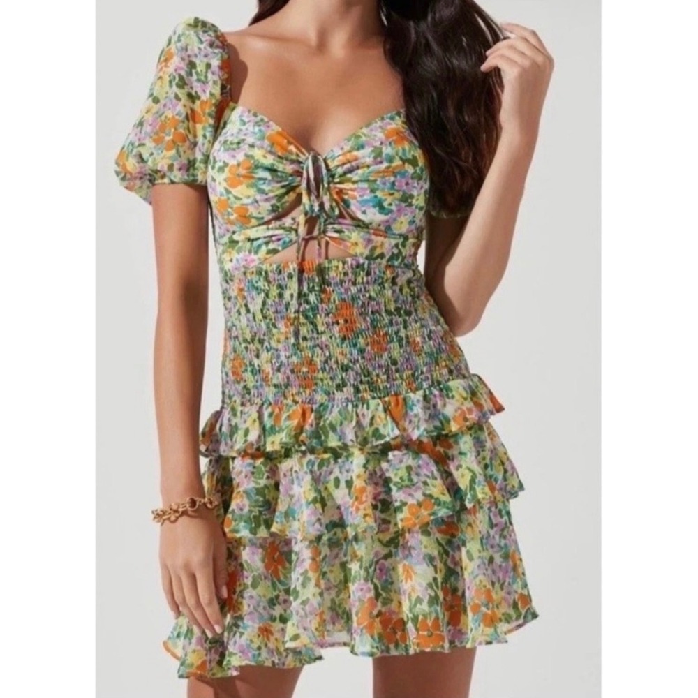 ASTR bright floral mini dress